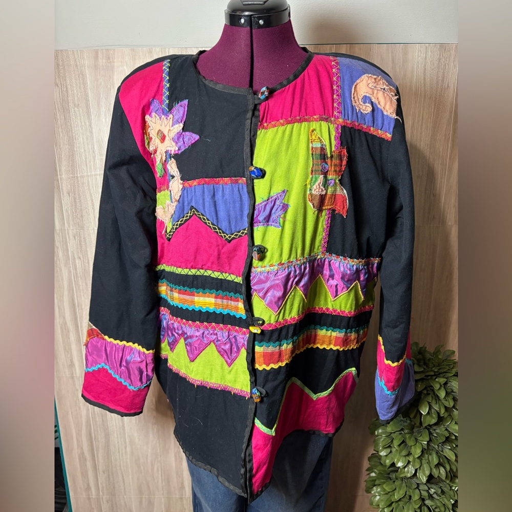 Fashion Bug Multicolor Patchwork Jacket Vintage - image 1